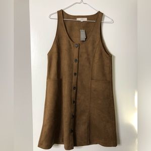 LOFT Brown Button Front Dress with Pockets Size XS